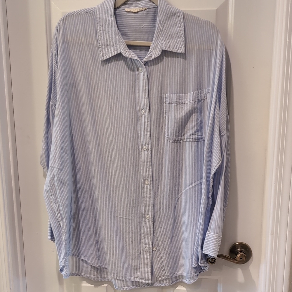 Copper Key Light Blue Striped Button Down Shirt